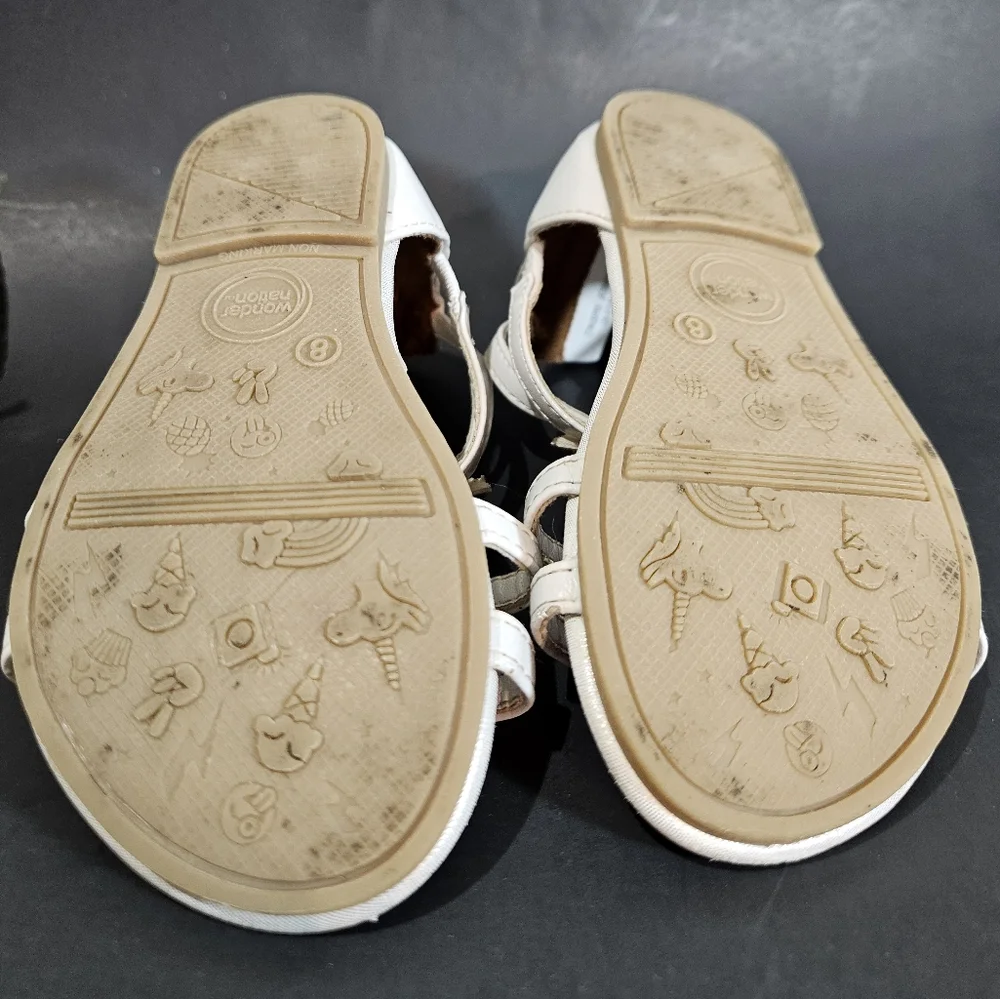 Girls White Flower Flat Sandals - Picture 7 of 12